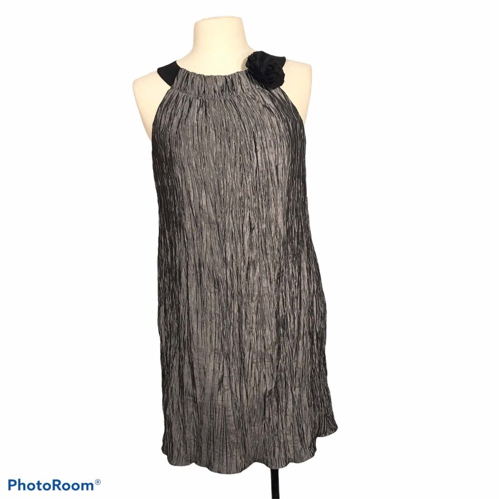 London Times Gray Satin Crepe‎ Sleeveless Dress